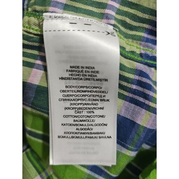 Lauren Ralph Lauren LRL ~Woman Size L Petite~ Green/Blue Plaid Shirt Long Sleeve - Picture 11 of 12